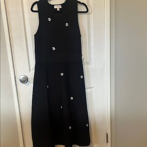 Free Assembly Black Midi Dress with Embellishments